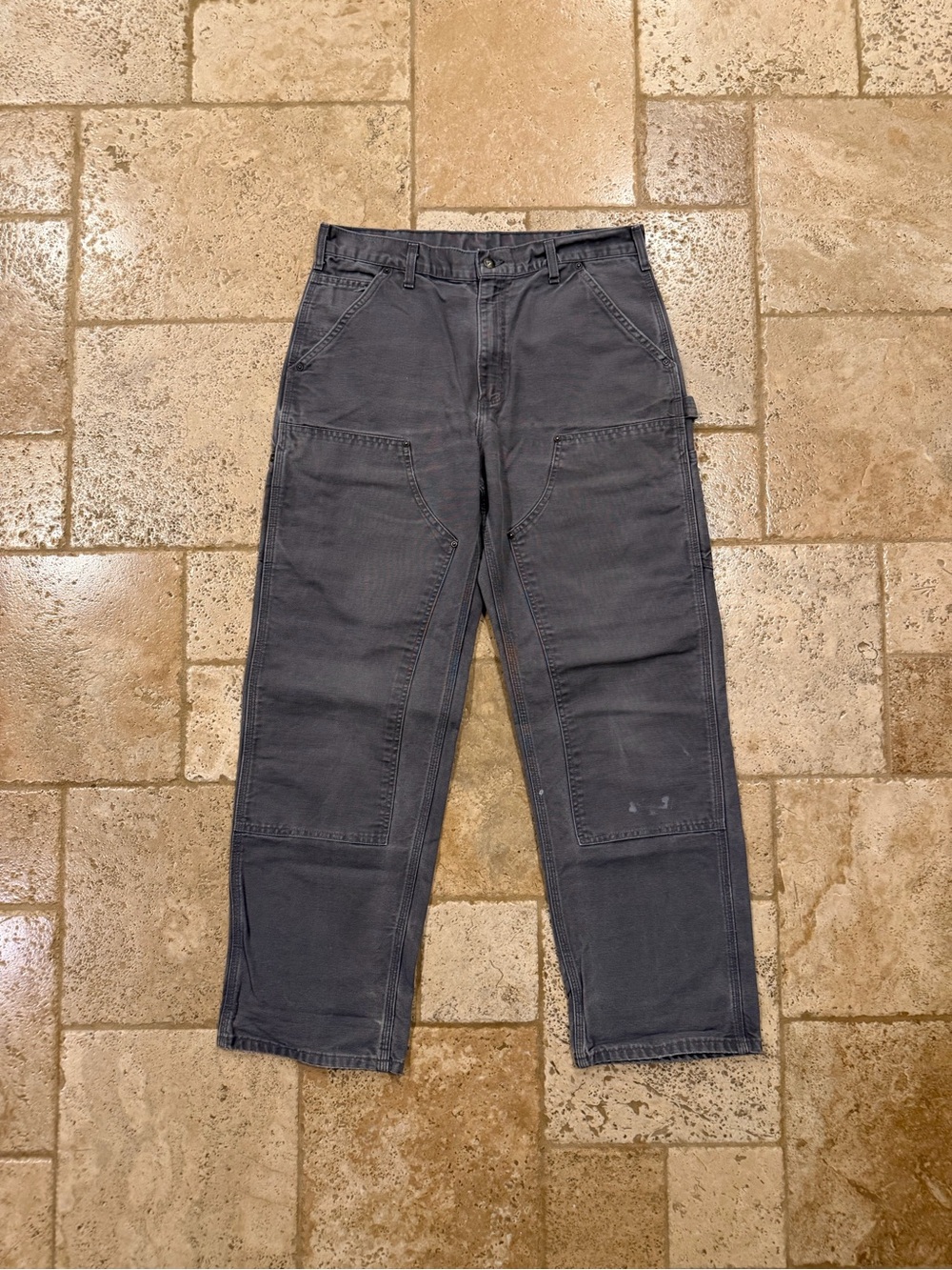 Vintage Carhartt Carpenter Double Knees Distress Grey Pants